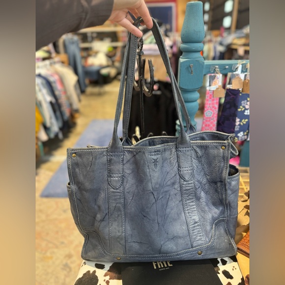 EUC Blue Leather Frye Melissa Tote - Picture 7 of 9